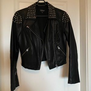 Top shop leather biker jacket with studs